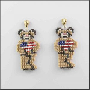Teddy with Red, White and Blue Heart Earrings