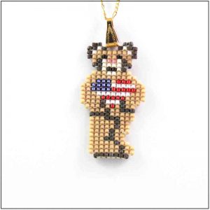 Teddy with Red, White and Blue Heart Pendant